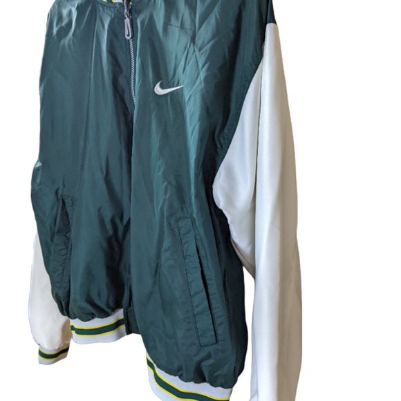 Retro Y2K Nike Varsity Style Reversible Windbreaker Green / Yellow - Large - Picture 3 of 15